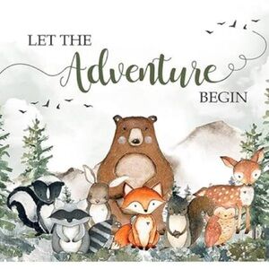 Woodland Animal Adventure Baby Shower or First Birthday Backdrop Like New